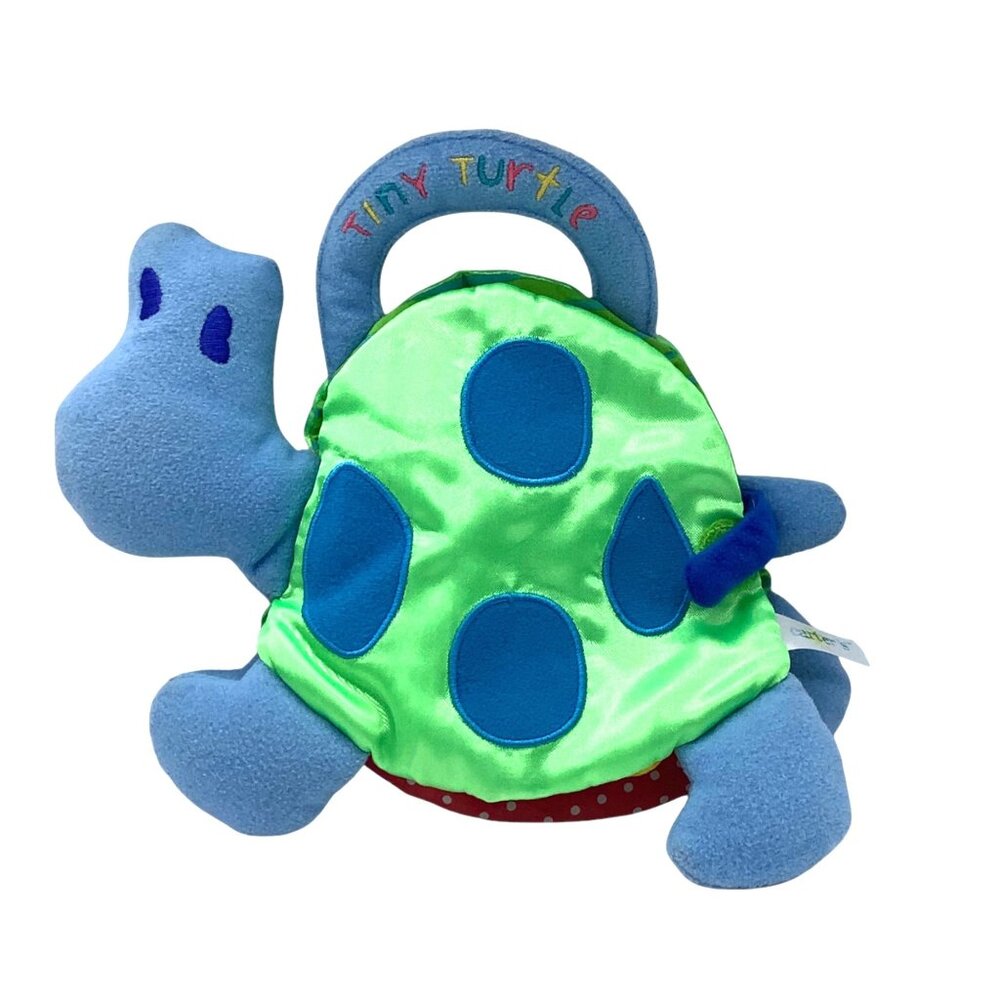 Vtg Carter's Tiny Turtle Plush Baby Activity Book Interactive Pages Handle 9"x7.
